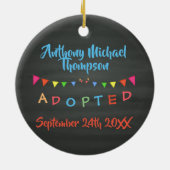 Chalkboard I was Aangenomen -Banners Douane Name-D Keramisch Ornament (Achterkant)