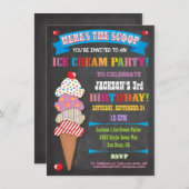 Chalkboard Ice Cream Party Uitnodiging (Voorkant / Achterkant)