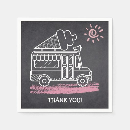 Chalkboard Ice Cream Truck Baby shower Servet (Voorkant)