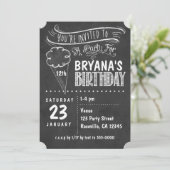 Chalkboard Ice Cream verjaardagsfeestje uitnodigin Kaart (Staand voorkant)