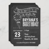 Chalkboard Ice Cream verjaardagsfeestje uitnodigin Kaart (Voorkant / Achterkant)