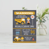 Chalkboard in aanbouw Verjaardag uitnodiging (Staand voorkant)