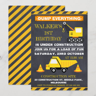 Chalkboard in aanbouw Verjaardag uitnodiging