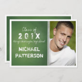 Chalkboard in Green Bold Guy Graduation Party Kaart (Voorkant / Achterkant)