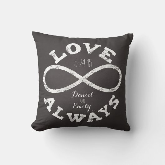 Chalkboard Infinity Love Wedding Date en Names Kussen (Voorkant)