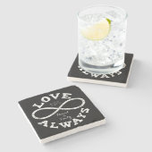 Chalkboard Infinity Love Wedding Date en Names Stenen Onderzetter (Zijkant)