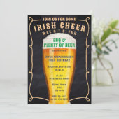 Chalkboard Irish Cheer BBQ & Beer Verjaardag Kaart (Staand voorkant)