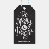 Chalkboard is Merry en Helderheid met kerstcadeaut Cadeaulabel (Voorkant)
