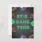 Chalkboard It's Game Time Football Baby shower Bedankkaart (Achterkant)