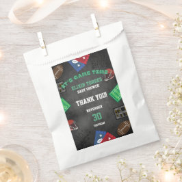 Chalkboard It's Game Time Football Baby shower Bedankzakje