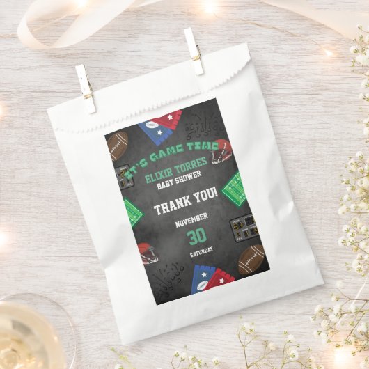 Chalkboard It's Game Time Football Baby shower Bedankzakje (Geknipt)