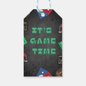 Chalkboard It's Game Time Football Baby shower Cadeaulabel (Achterkant)