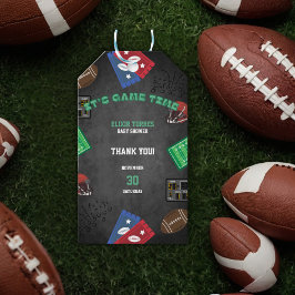 Chalkboard It's Game Time Football Baby shower Cadeaulabel
