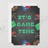 Chalkboard It's Game Time Football Baby shower Kaart (Achterkant)