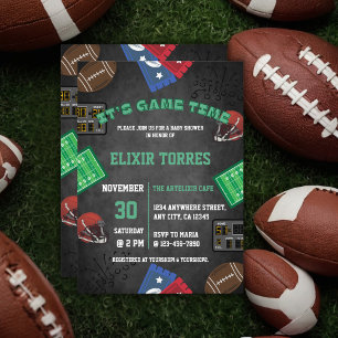 Chalkboard It's Game Time Football Baby shower Kaart