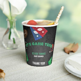 Chalkboard It's Game Time Football Baby shower Papieren Bekers