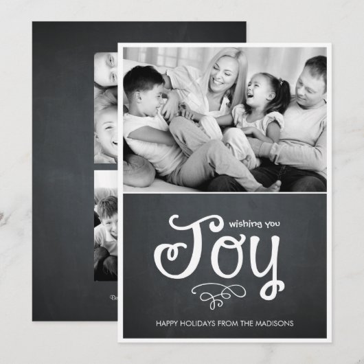 Chalkboard Joy Holiday-fotokaarten Feestdagenkaart (Voorkant / Achterkant)