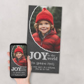 Chalkboard Joy to the World Photo Lijst Feestdagenkaart