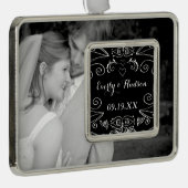 Chalkboard Jubileum Wedding SweeLieverd Foto's Verzilverd Omlijst Ornament (Rechts)