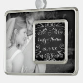 Chalkboard Jubileum Wedding SweeLieverd Foto's Verzilverd Omlijst Ornament (Links)