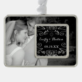 Chalkboard Jubileum Wedding SweeLieverd Foto's Verzilverd Omlijst Ornament