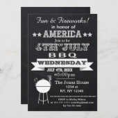 Chalkboard Juli 4e BBQ Holiday Partij Uitnodiging (Voorkant / Achterkant)