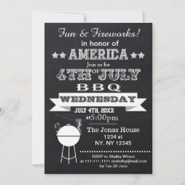 Chalkboard Juli 4e BBQ Holiday Partij Uitnodiging
