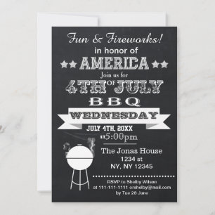 Chalkboard Juli 4e BBQ Holiday Partij Uitnodiging