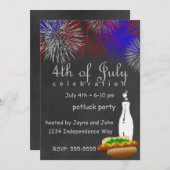 Chalkboard Juli Vierde Vuurwerk Feest Uitnodiging (Voorkant / Achterkant)