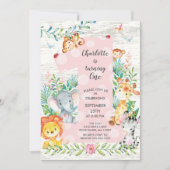 Chalkboard Jungle Big One Girls Verjaardag Uitnodi Kaart (Voorkant)