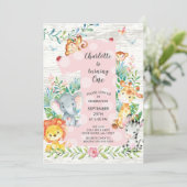 Chalkboard Jungle Big One Girls Verjaardag Uitnodi Kaart (Staand voorkant)