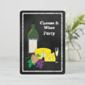 Chalkboard kaas en wijn vieren feest uitnodiging (Staand voorkant)