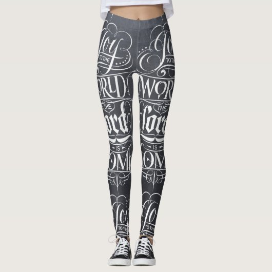 Chalkboard-kalligrafie-kerstavond-religieuze krijt leggings (Voorkant)