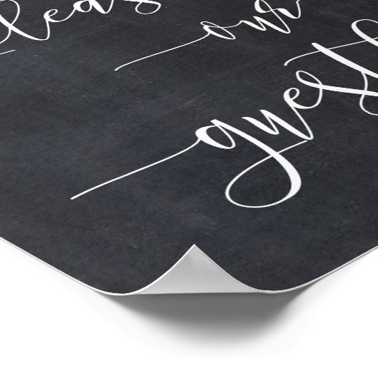 Chalkboard kalligraphy Weddenschap Ons gastboek Poster (Hoek)