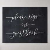 Chalkboard kalligraphy Weddenschap Ons gastboek Poster (Voorkant)