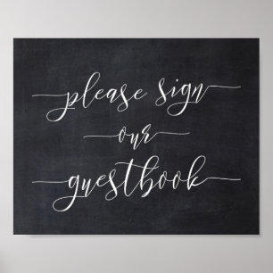 Chalkboard kalligraphy Weddenschap Ons gastboek Poster