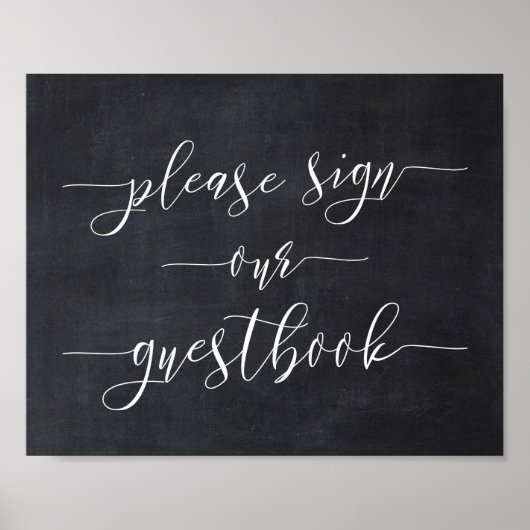 Chalkboard kalligraphy Weddenschap Ons gastboek Poster (Voorkant)