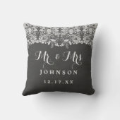 Chalkboard Kant Mr en Mrs Wedding Pillow Kussen (Achterkant)