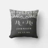Chalkboard Kant Mr en Mrs Wedding Pillow Kussen (Voorkant)