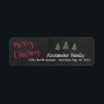 Chalkboard Kerst en Boom Etiket<br><div class="desc">Stuur je kerstkaartjes,  bedankt notities en vakantieletekens met dit trendy krijtbordontwerp met prettige kerst,  kleine kerstbomen en jouw naam en adres.</div>