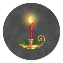 Chalkboard Kerst sticker met Gold Lit Candle