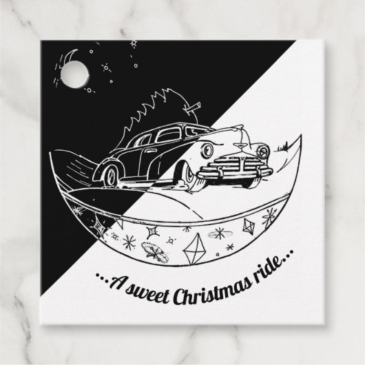 Chalkboard kerstauto bedankjes labels (Voorkant)