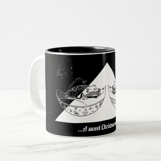 Chalkboard kerstauto tweekleurige koffiemok (Voorkant links)