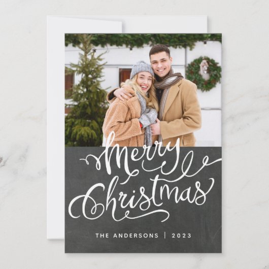 Chalkboard kerstfeestay - fotobedekking feestdagenkaart (Voorkant)