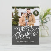 Chalkboard kerstfeestay - fotobedekking feestdagenkaart (Staand voorkant)