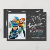 Chalkboard kerstfeestdag fotoplatte kaart (Voorkant / Achterkant)