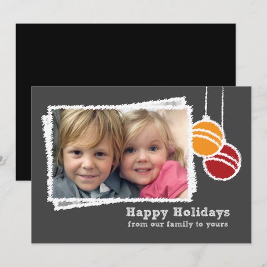 Chalkboard kerstfotofeestdag feestdagenkaart (Voorkant / Achterkant)