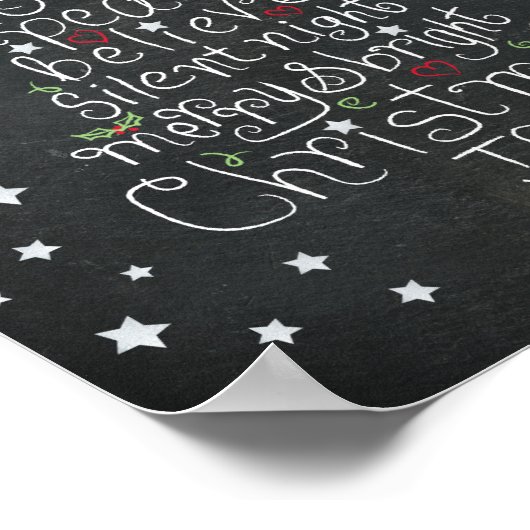 Chalkboard kersthand met brieftered Love Joy Peace Poster (Hoek)