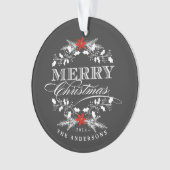 Chalkboard KerstHolly Family Photo Ornament (voorkant)