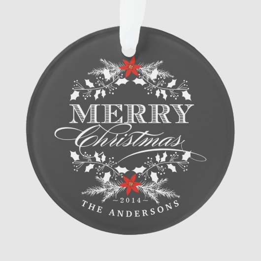 Chalkboard KerstHolly Family Photo Ornament (voorkant)